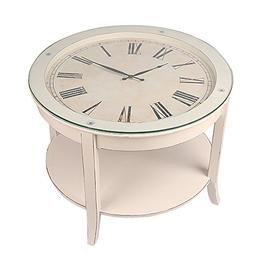 Paris Loft Vintage Wood Cocktail Clock Coffee Table, Side En