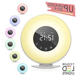 Wake Up Light,  Auelek LED Digital Alarm Clock with 7 Color 