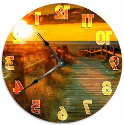 WALKWAY TO BEACH Clock - Large 10.5" Wall Clock - 2071