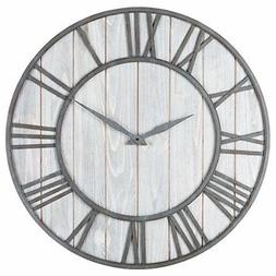 Wall Clock 30 Inch Metal & Solid Wood Noiseless Luxury Decor
