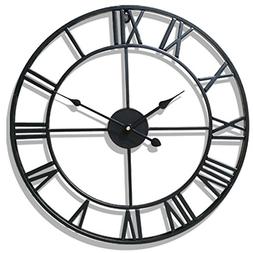 PeleusTech&reg; Wall Clock, 20-inch Dia Large Iron Metal Vintag