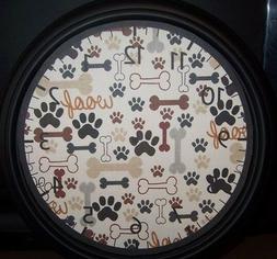 WALL CLOCK-DOG THEME. Battery operated 9" Bones and Paws-Pet