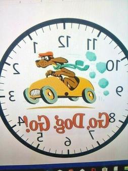 WALL CLOCK- DR. SEUSS-GO DOG GO-  Battery operated 9" HANDMA