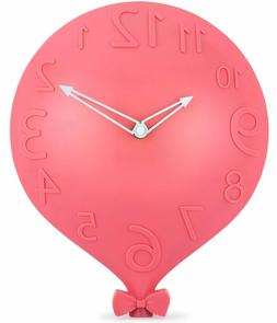 Wall Clock for Kids Room Decorative Pink Balloon Design with
