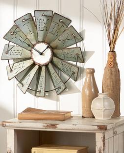 Wall Clock Large Metal Windmill Home D&eacute;cor Rustic Country F