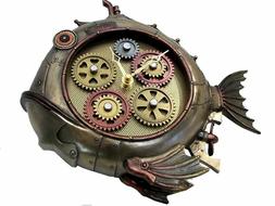 Wall Clock Mechanical Fish With Gears Steampunk Quality for 