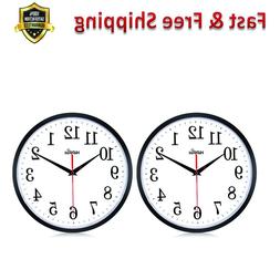 Wall Clock Non Ticking 2 Pack Large Number Battery Operate H