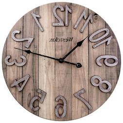 Wall Clock Round Analog Home Decor Large Display Rustic Mode