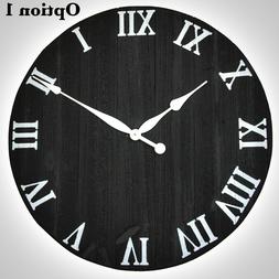 Wall Clock Rustic Wood Large Oversized Vintage Home Office D