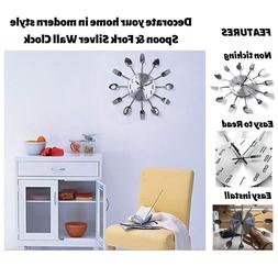 Wall Clock Spoon And Fork Decorative And Modern Design For K