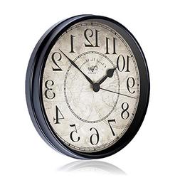 Justup Wall Clock, 12 inch Metal Silent Non-Ticking Retro Cl