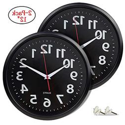 12 Inch Silent Non-ticking Battery Operated Analog Clock 2-p