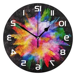 Dozili Watercolor Abstract Rainbow Decorative Wooden Round W