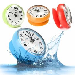 Waterproof Bath Shower Suction Cup Sucker Wall Clock Kitchen