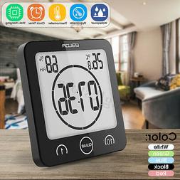 Waterproof Shower Clock Alarm Timer Suction Bathroom Wall Ba