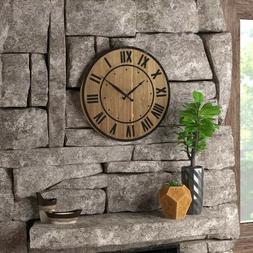 Wine Barrel 24 inch Wall Clock Wood Quartz Movement Battery 