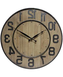 Wine Barrel Wall Clock Large Oversized 24 inches Clock by In
