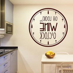 Wine O'Clock Wall Sticker Kitchen Quotes Wall Decal Food Dri