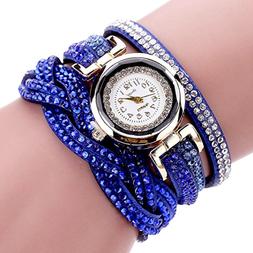 Hunputa Women Luxury Crystal Women Gold Bracelet Quartz Wris