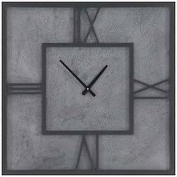 Wood and Metal Gray 26" Wide Square Wall Clock