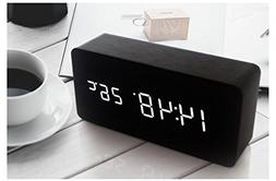 LED Wood Block Table Alarm Noiseless Clock