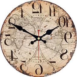 ShuaXin Wood Wall Clock, Vintage Retro Style Arabic Rome Num