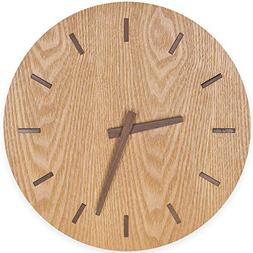 TXL 12" Large Wood Wall Clock Battery Operated Silent & Non-