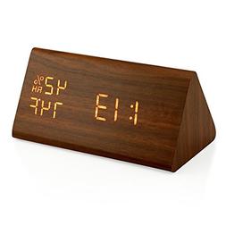 Oct17 Wooden Alarm Clock, Wood LED Digital Desk Clock, UPGRA