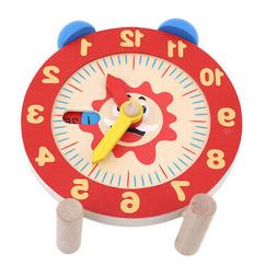 Wooden Alarm Clock Toy Jigsaw Education Wood Subtraction For