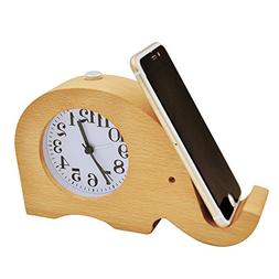 ECVISION Wooden Clock Cell phone Stand Small Silent Desk Sno