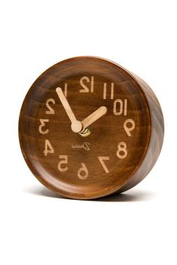 Driini Wooden Desk & Table Analog Clock Made of Genuine Pine