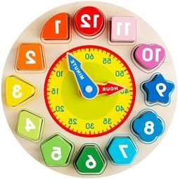 Coogam Wooden Shape Color Sorting Clock &ndash; Learning Toy Gif