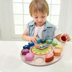 Wooden Shape Sorting Clock Digital Geometry Educational Toys