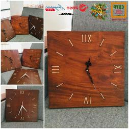 Wooden Wall Hanging Clock Home Decor Silent Battery Operated