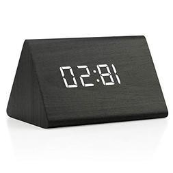 Oct17 Wooden Wood Clock, 2018 New Version LED Alarm Digital 