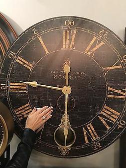 XL FARMHOUSE HOME DECOR ROUND WALL CLOCK WITH PENDULUM