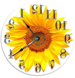 Sugar Vine Art Yellow Sunflower Clock Large 10.5" Wall Clock
