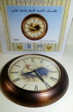 YOUNGS FARMHOUSE CLOCK WALL HANGING ROOSTER SILENT SWEEP MET