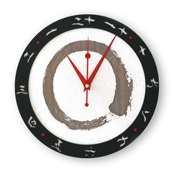 Zen Handcrafted Wooden Wall Clock Ensō circle Buddhism Sign